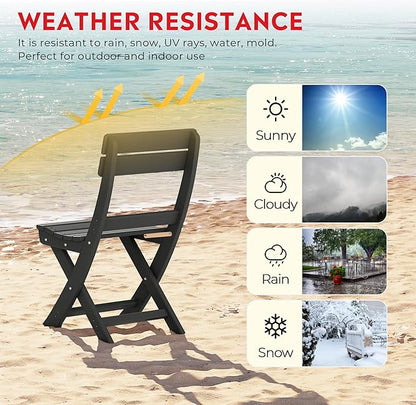 Costaelm Paradise 3-Piece Outdoor HDPE Folding Patio Bistro Table and Chairs, Gray