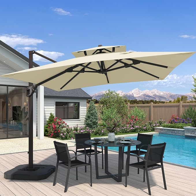 10x10 FT Outdoor Cantilever Patio Umbrella, Waterproof & UV-Protective Fabric by Unknown