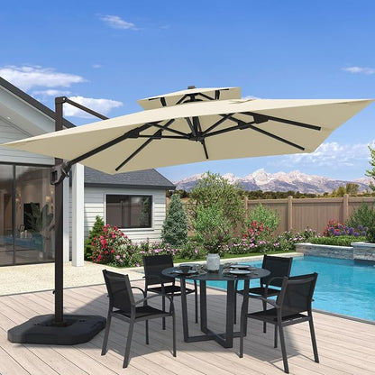 10x10 FT Outdoor Cantilever Patio Umbrella, Waterproof & UV-Protective Fabric by Unknown