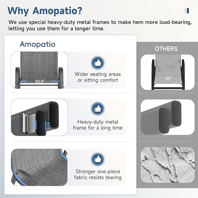 Amopatio Patio Chairs Set of 6, Outdoor Stackable Dining Chairs - Image 8