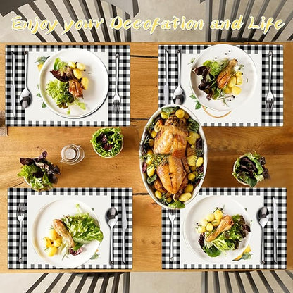 Placemats Set of 4 - Faux Leather Heat Resistant Placemats for Dinner Table, Non-Slip Waterproof Oil-Proof Washable Reusable Placemat for Indoor Outdoor Kitchen Decor, 15.75In*11.81In