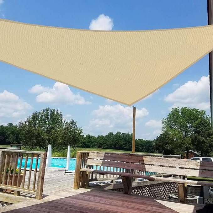 WINDSCREEN4LESS 12' x 12' x 12' Sun Shade Sail UV Block Fabric Canopy in Sand - Image 6