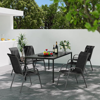 Patio Dining Chairs Set of 6, Outdoor Stackable Dining Chairs High Back - Image 2