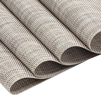 SHACOS Small Round Table Placemats Wedge Shaped Placemats Set of 4 Heat Resistant Wipe Clean Indoor Outdoor (4, Beige White Black)