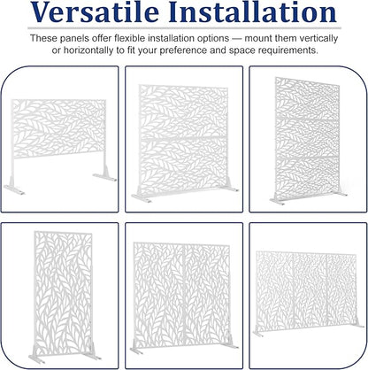 Outdoor Privacy Screen,72" H×47" W Metal Privacy Screen, Freestanding Privacy Fence Panels for Patio