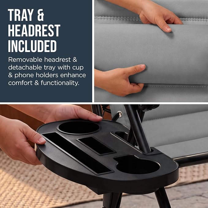 Best Choice Products Oversized Padded Zero Gravity Chair w/Canopy Headrest Cup - Image 9