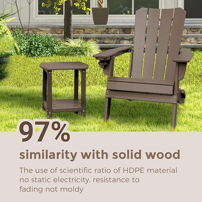 Adirondack Square Outdoor Side Table,2-Tier Storage Patio Side Table, HDPE End Tables for Backyard Pool Porch Garden Lawn