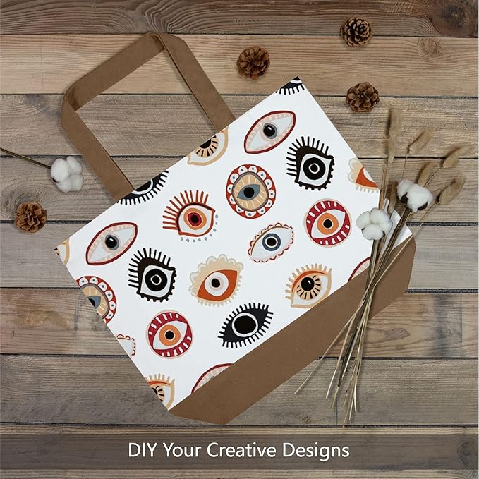 TOPDesign 3-Pack Super Strong Large 12oz Cotton Canvas Tote Bags, Reusable Grocery Shopping Cloth Bags, Fashionable Two-Tone Totes for Crafts, DIY Your Creative Designs
