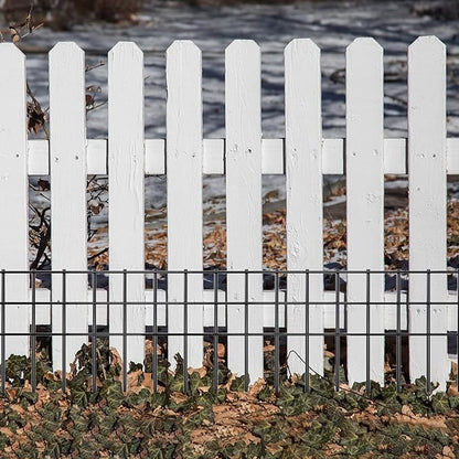 32x10-inch No Dig Animal Barrier Fence, 15 Pack Black Dig Protective Fence with 1.5 inch Spike spacing, Dog/Rabbit/Groundhog Underground Galvanized Outdoor Garden Metal Fence