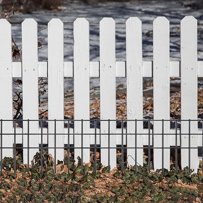 32x10-inch No Dig Animal Barrier Fence, 5 Pack Black Dig Protective Fence with 1.5 inch Spike spacing, Dog/Rabbit/Groundhog Underground Galvanized Outdoor Garden Metal Fence