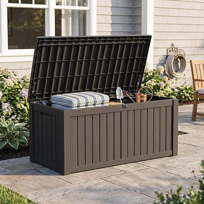 Outdoor Storage Box, 150 Gallon Waterproof Deck Box, Piston-Assisted Resin Trunk - Image 9