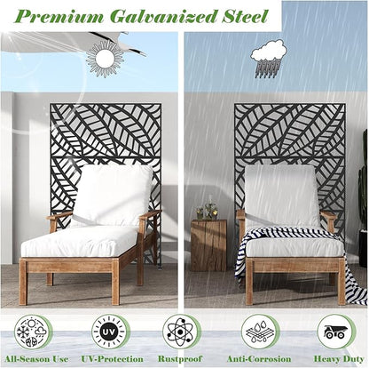 Domi Metal Privacy Screen, Freestanding Outdoor Indoor Divider, Decorative Privacy Screen Panels for Balcony Patio Garden, Leaf-Shaped