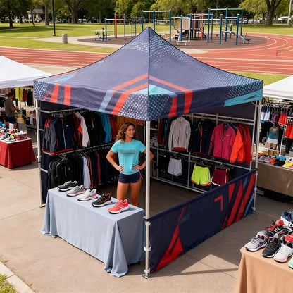 10x15FT Custom Pop Up Canopy Tent with Logo Personalized Trade Show & Event Heavy Duty Aluminum Folding Tent for Outdoor Markets, Business Branding Advertising (Top Canopy + 3 Full Walls)