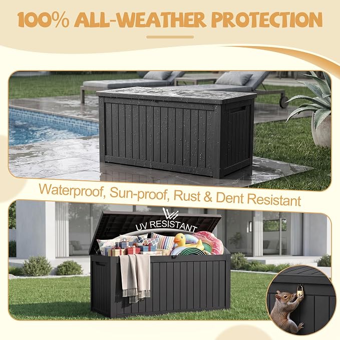 Outdoor Storage Box Waterproof, 300 Gal Gen 2 Resin Deck Box - Image 6