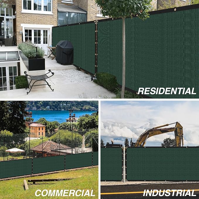 ECOOPTS Privacy Fence Screen Windscreen with Copper Grommets, Fit for Commercial Fence and Residential Garden Outdoor 90% UV Blockage, Cable Zip Ties Included (8'x20', Green)