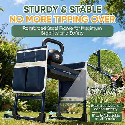 Garden Kneeler and Seat, Foldable Heavy Duty w/Soft Kneeling Pad | 600lbs - Image 3