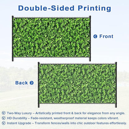 UPGRADE 3'x35'Customized PVC Privacy Fence Screen with Green Leaves Print – Outdoor Waterproof Patio Privacy Cover for Yard, Balcony, Garden Fence Decoration