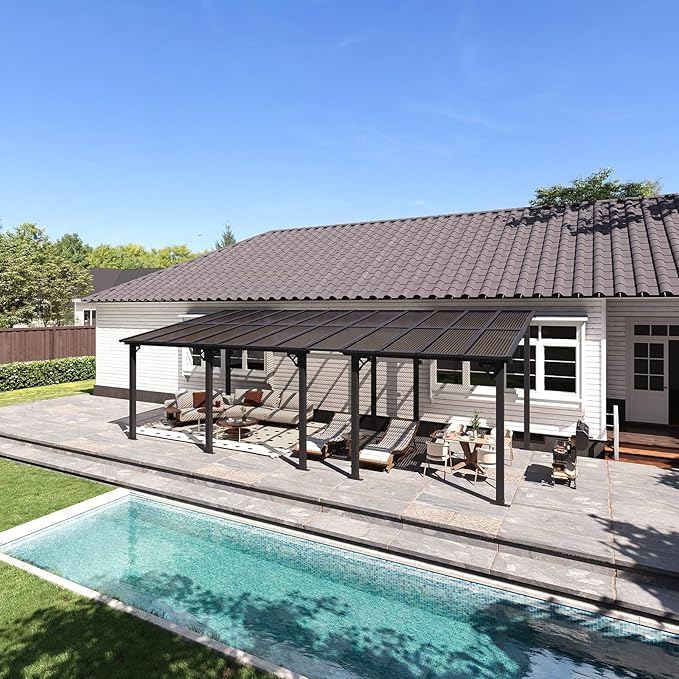 Aoxun 24’x10’ Gazebo with Aluminum Frame & Polycarbonate Panel, Outdoor Patio by Aoxun
