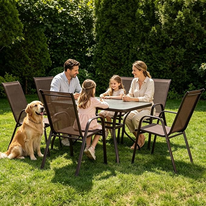 Patio Chairs Set of 4, Stackable High Back Outdoor Dining Chairs - Image 8