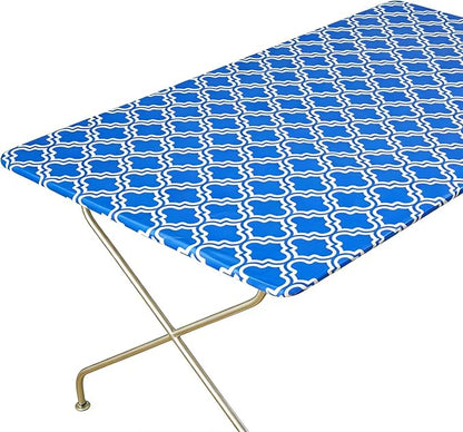 Rectangle Picnic Table Cloth, Elastic Waterproof Fitted Vinyl Tablecloths for 6 Foot Tables, Wipeable Flannel Backed Table Covers for Dining, Camping, Outdoor(Blue,30"x72")