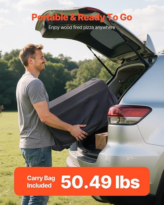 VEVOR 16 in Outdoor Pizza Oven, Auto Rotating Propane Gas Pizza Ovens, Portable Pizza-Cooker with Electric Rotate Pizza-Stone, Carry Bag, Propane Pizza Maker For Outside Backyard Patio Camping, Black