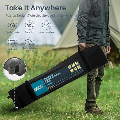 PHI VILLA 10x10ft 1-Person Setup Pop Up Canopy Tent Instant Portable Shelter w/ 1-Button Push, Case, 4 Weight Bags - Dark & Light Brown