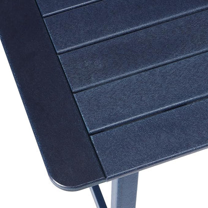 Costaelm Outdoor Bar Table, 37" Counter Height Square Patio Cocktail Bar Table with Umbrella Hole, Patio Bistro Dining Pub Table for Front Porch Deck Backyard Garden, Navy Blue