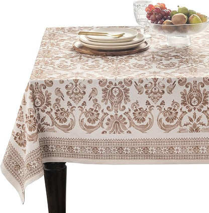 Maison d' Hermine Table Cloth Rectangle Table 100% Cotton 54 x 72 Inches Fall Tablecloth Reusable Everyday Use for Thanksgiving Christmas Decorations Dining Farmhouse Party (Allure)
