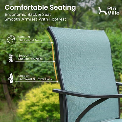 PHI VILLA 5 Piece Patio Bar Height Dining Set, Outdoor High Top Patio Table and Chairs Set with 4 Outdoor Bar Stools & 41" Wood-Like Iron Bar Table with 1.57" Umbrella Hole for Garden