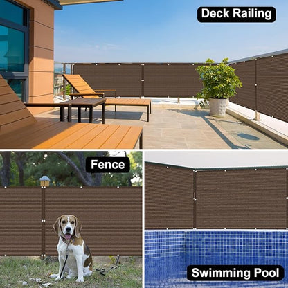 Eden's Decor Balcony Privacy Screen Brown 3'x 4' Cover Mesh Windscreen Weather-Resistant UV Protection for Backyard Deck, Patio, Balcony, Pool, Porch, Fence, Railing, Gardening