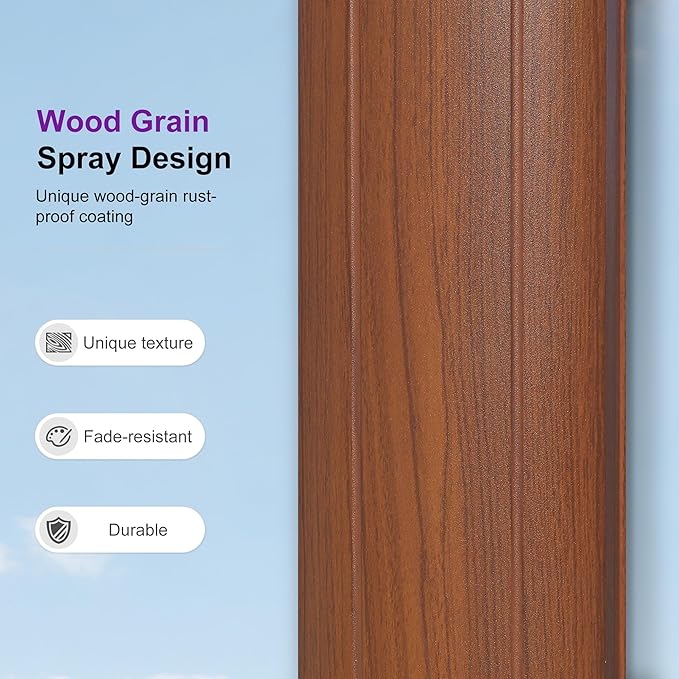 PURPLE LEAF Patio Umbrella 11ft Double Top Wood-Grain Finish, Cream | Braced - Image 3