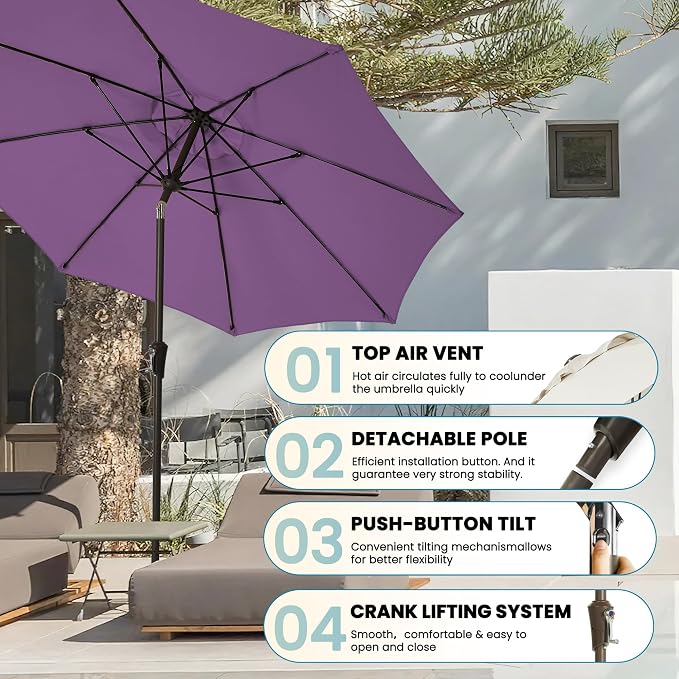 Patio Umbrella 9FT Outdoor Umbrella Patio Table - Image 6