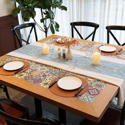 Round Faux Leather Placemats Set of 4 – 13 Inch Vinyl Table Mats, Heat Resistant, Non Slip, Wipeable & Washable, Easy to Clean Dining Table Decor for Kitchen & Dining Room – Cinnamon Brown