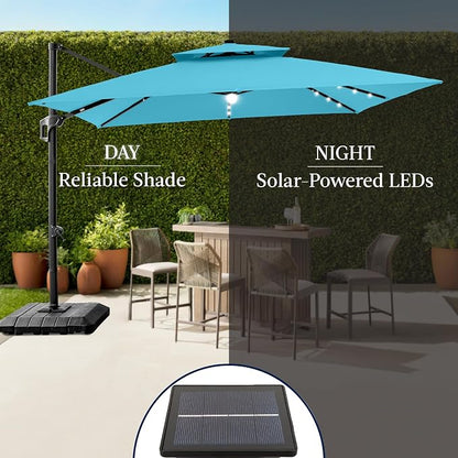 Best Choice Products 9x12ft LED Cantilever Patio Umbrella w/Base Included & - Image 6