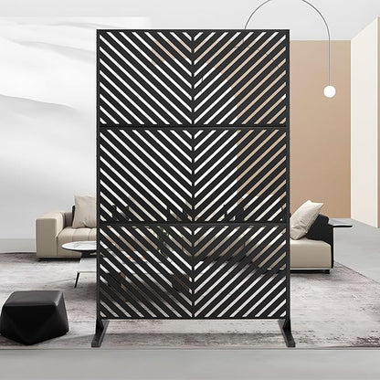 72" H×47" W Metal Privacy Screen, Outdoor Indoor Privacy Screens with Stand Panels, Free Standing Decorative Privacy Screen for Patio
