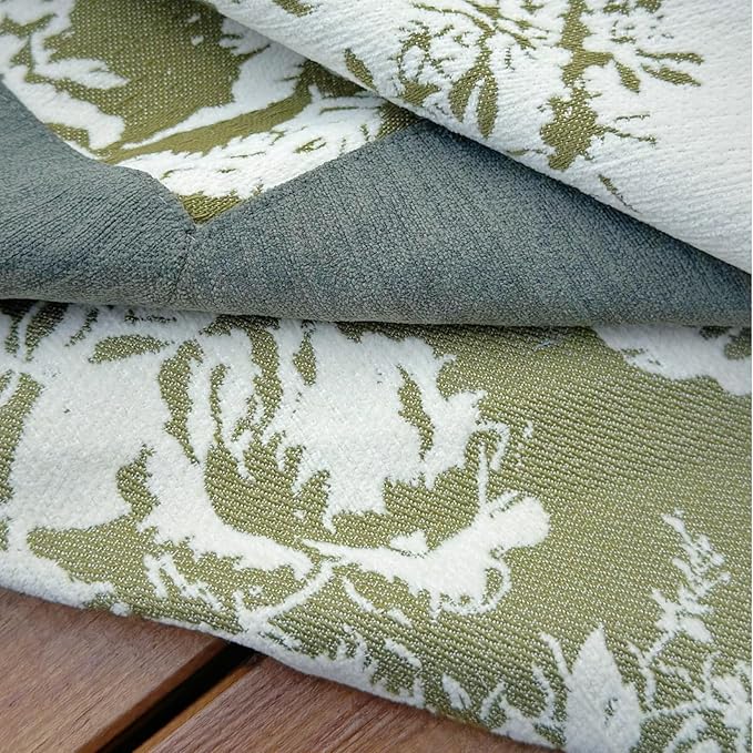 Spring Rectangle Tablecloth, French Jacquard Green Table Cloth, Vintage Floral Country Table Cover for Dining, Farmhouse, Outdoor - 54''x72''