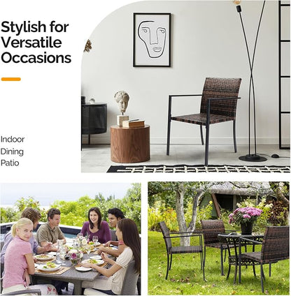VINGLI Stackable Wicker Chairs Outdoor Dining Chairs Set of 2, All-Weather - Image 7