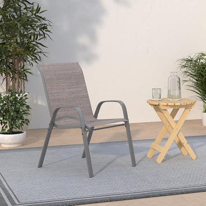 Amopatio Patio Chairs Set of 8, Outdoor Stackable Dining Chairs - Image 2
