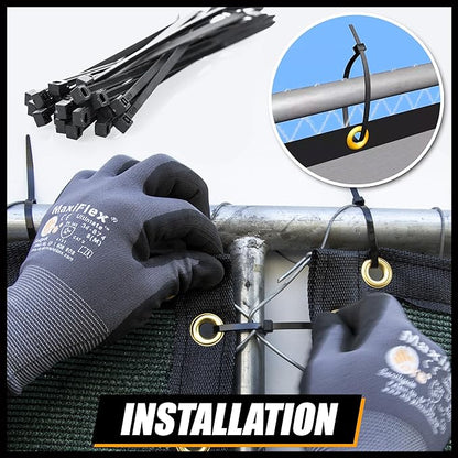 Royal Shade Custom Size 4' x 28' Beige Fence Privacy Screen Windscreen Cover Netting Mesh Fabric Cloth - Cable Zip Ties Included (We Make Custom Size)