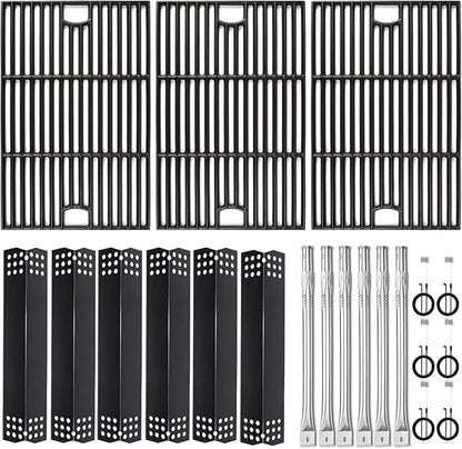 Hisencn Grill Parts Kit for Home Depot Nexgrill 6 Burner 720-0896E, 720-0896B, 720-0896C Gas Grill, Stainless Steel Grill Burners, Heat Plates Tent Shields Flame Tamers, Cooking Grates Grid