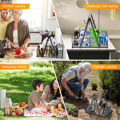 Grill Caddy, BBQ Caddy for Outdoor Grill with Paper Towel Holder, Picnic Utensil Caddyfor Outdoor Kitchen, RV, Patio, Tailgate, Camping Essentials, Grilling Gifts for Men, Barbecue Tool Sets