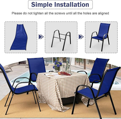 MEDIMALL Patio Chairs, Stackable Patio Chairs Set of 4, Outdoor Dining Chairs - Image 8