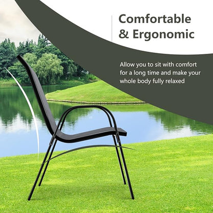 Tangkula Patio Dining Chairs Set of 2, Outdoor Stackable All Weather Heavy Duty - Image 6