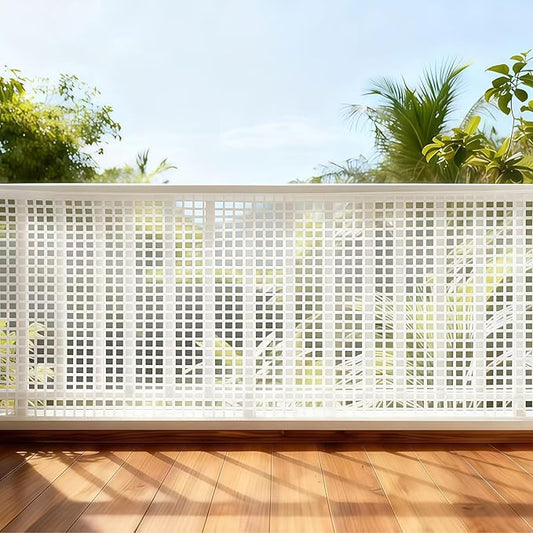 PotatoLife Plastic Wire Mesh Fence, Balcony Fence for Baby and Pets, Safety Fence, Stair Protector, Poultry, Garden, Tree Support, Durable Material, Free Zip Ties (White, 15.7'' x 10')