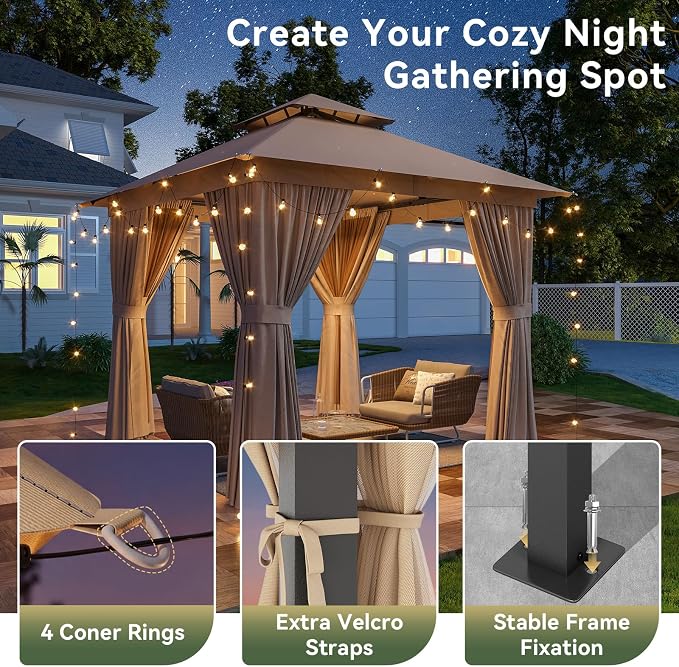 8'x8' Gazebo, Metal Frame Canopy - Image 6