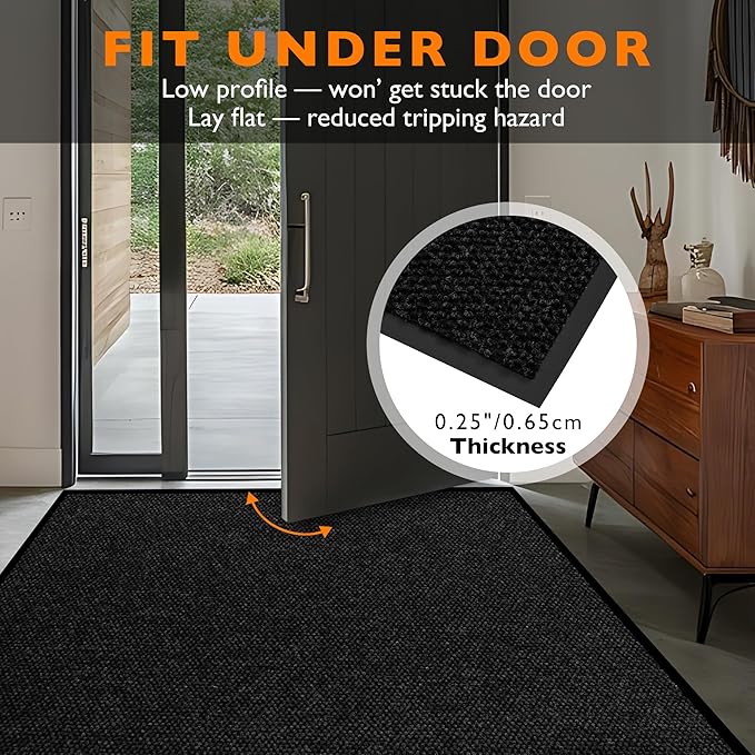 Custom Size Extra Large Front Door Mat, 2FT x 55FT Indoor Outdoor Entrance Commercial Floor Mat, Heavy Duty Dirt Trapper Doormat for Entryway Welcome Mat, Low Profile, Non-Slip, Waterproof