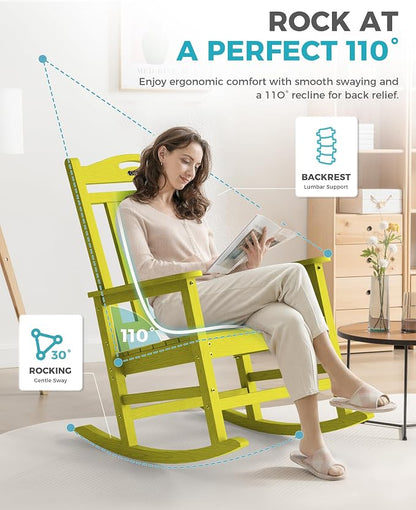 Oversized Outdoor Rocking Chairs Set of 4, 380lbs Heavy-Duty Large Patio Rocker - Image 5