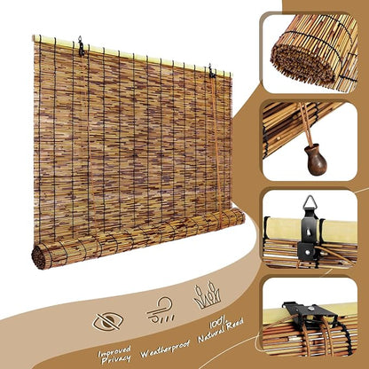 Bamboo Roll-up Shade, 2 Pack Roller Shutters Retro Curtains - Image 2