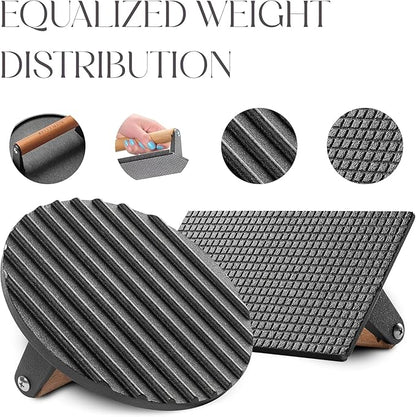 Bellemain Heavy-Duty Cast Iron Grill Press Set – Perfect Smash Burger Press & Steak Tool with Ergonomic Wood Handle for Pro-Level Searing on Griddle, Skillet, or BBQ