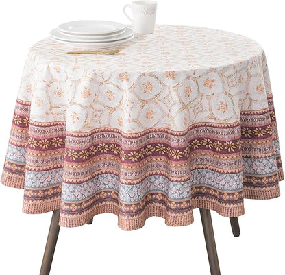 Maison d' Hermine Table Cloth Round Table 100% Cotton 69 Inches Fall Tablecloth Reusable Everyday Use for Thanksgiving Christmas Decorations Dining Farmhouse Party (Fair Isle)